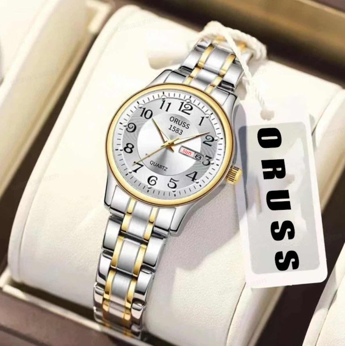 Oruss Slim นาฬิกาควอตซ์คริสตัลผู้หญิงส่องสว่างกันน้ํา Swiss Movement