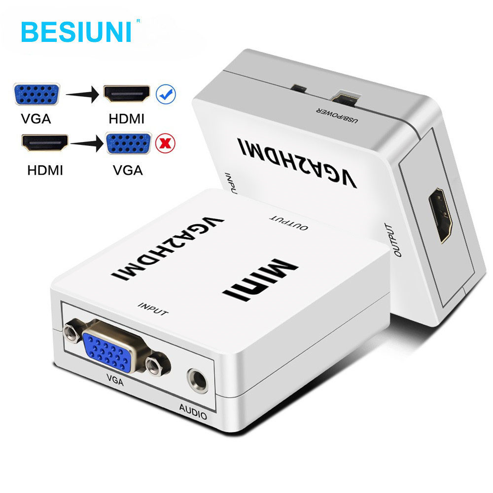 ตัวแปลง VGA เป็น HDMI ตัวแยกสัญญาณ HDTV กล่องวิดีโอ VGA2HD 1080P สําหรับโน้ตบุ๊ก พีซี โปรเจคเตอร์