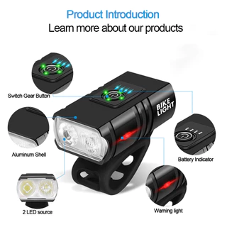 ไฟจักรยานด้านหน้า T6 LED ชาร์จไฟฉายจักรยานจอแสดงผลไฟหน้าขี่จักรยานไฟท้ายสําหรับขี่ขี่ความปลอดภัย