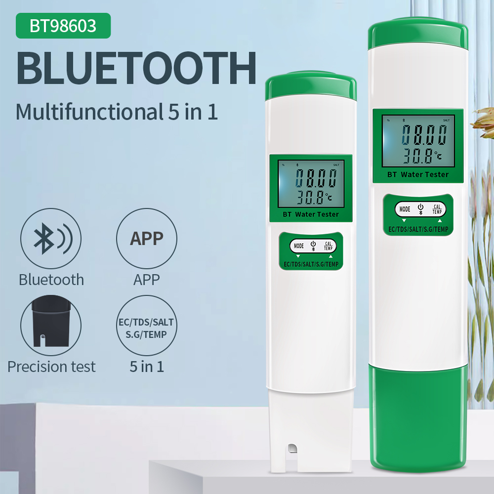 One Piece Bluetooth pH Meter 5-in-1 ปากกาคุณภาพน้ํา EC TDS เกลือ SG Temp Tester Aquarium Pool Monito