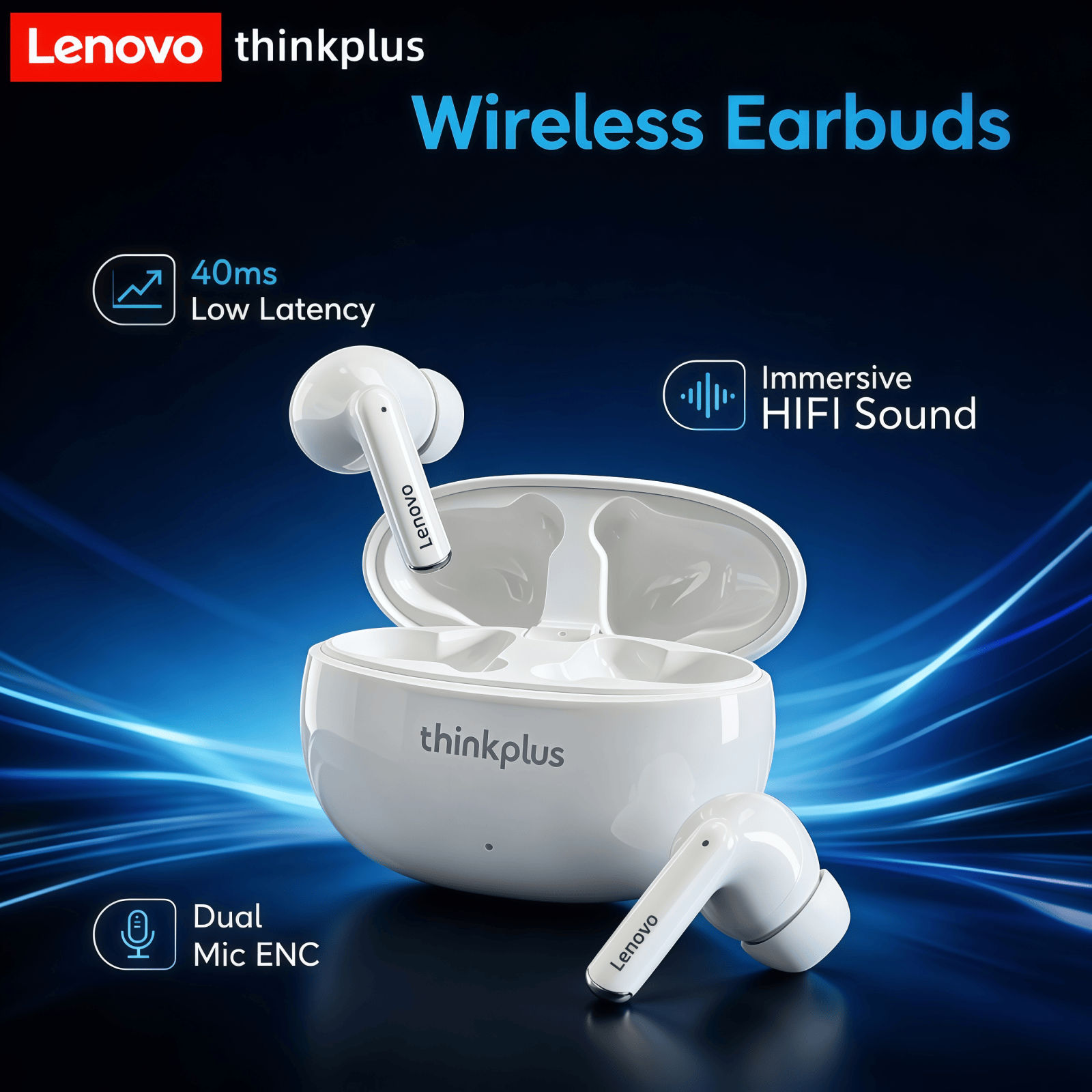 Lenovo XT88 หูฟังบลูทูธไร้สายหูฟังเสียงไฮไฟ ENC Noise Cancelling กีฬาออกกําลังกายหูฟังน้ําหนักเบาสบา