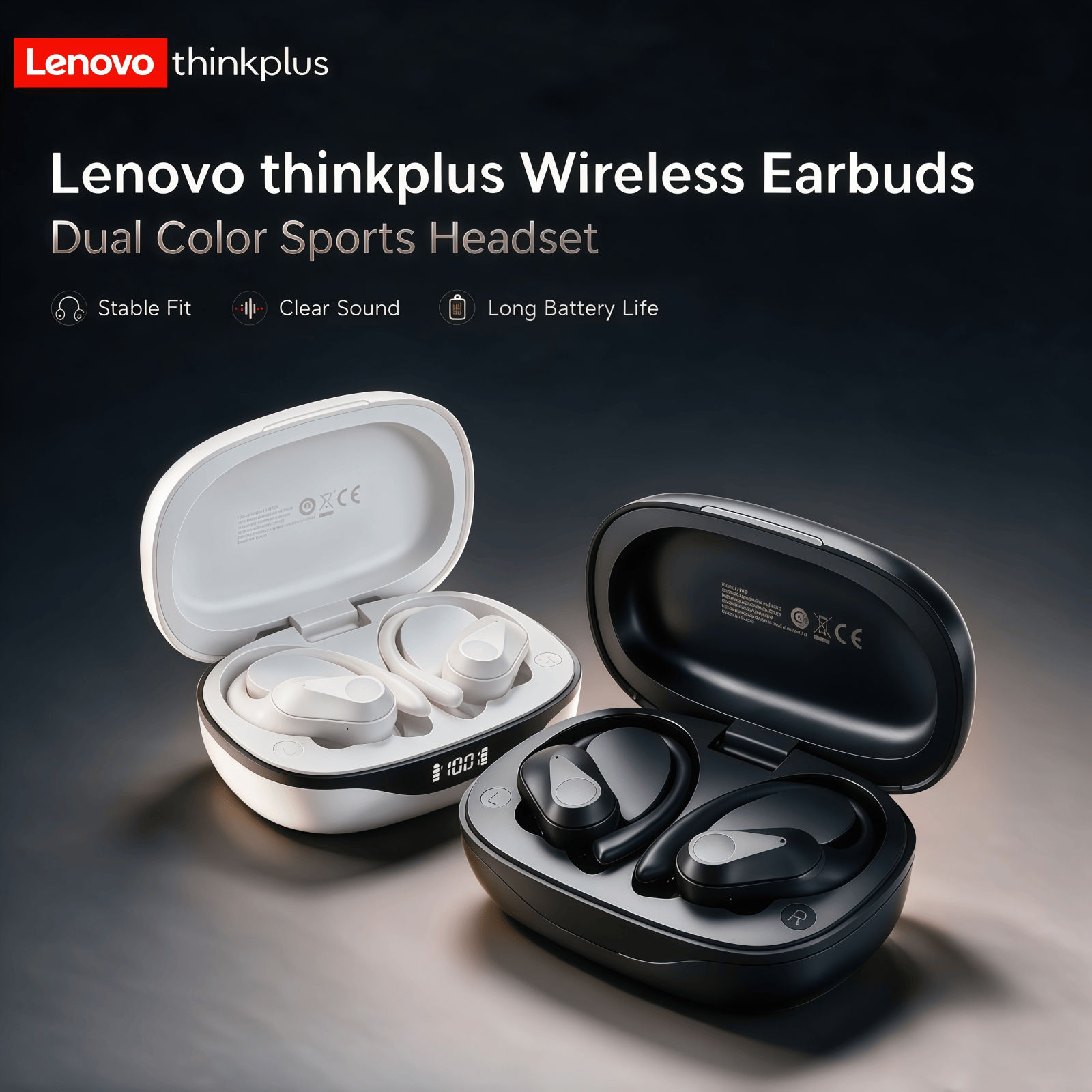 Lenovo LP75 หูฟังหูฟังบลูทูธไร้สายชุดหูฟังกันน้ํากีฬาหูฟังไฮไฟสเตอริโอเสียง ENC Call Noise Cancellin