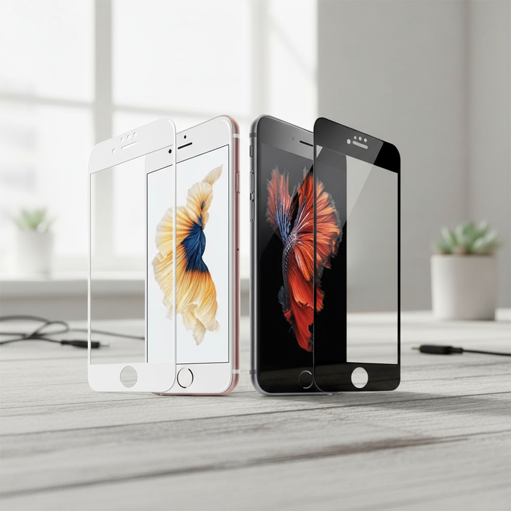 ฟิล์มกันรอยหน้าจอสําหรับ iPhone 6 7 8 Plus 6s SE 2020 - กระจกนิรภัย 1 ชิ้น (สีขาว/ดํา)