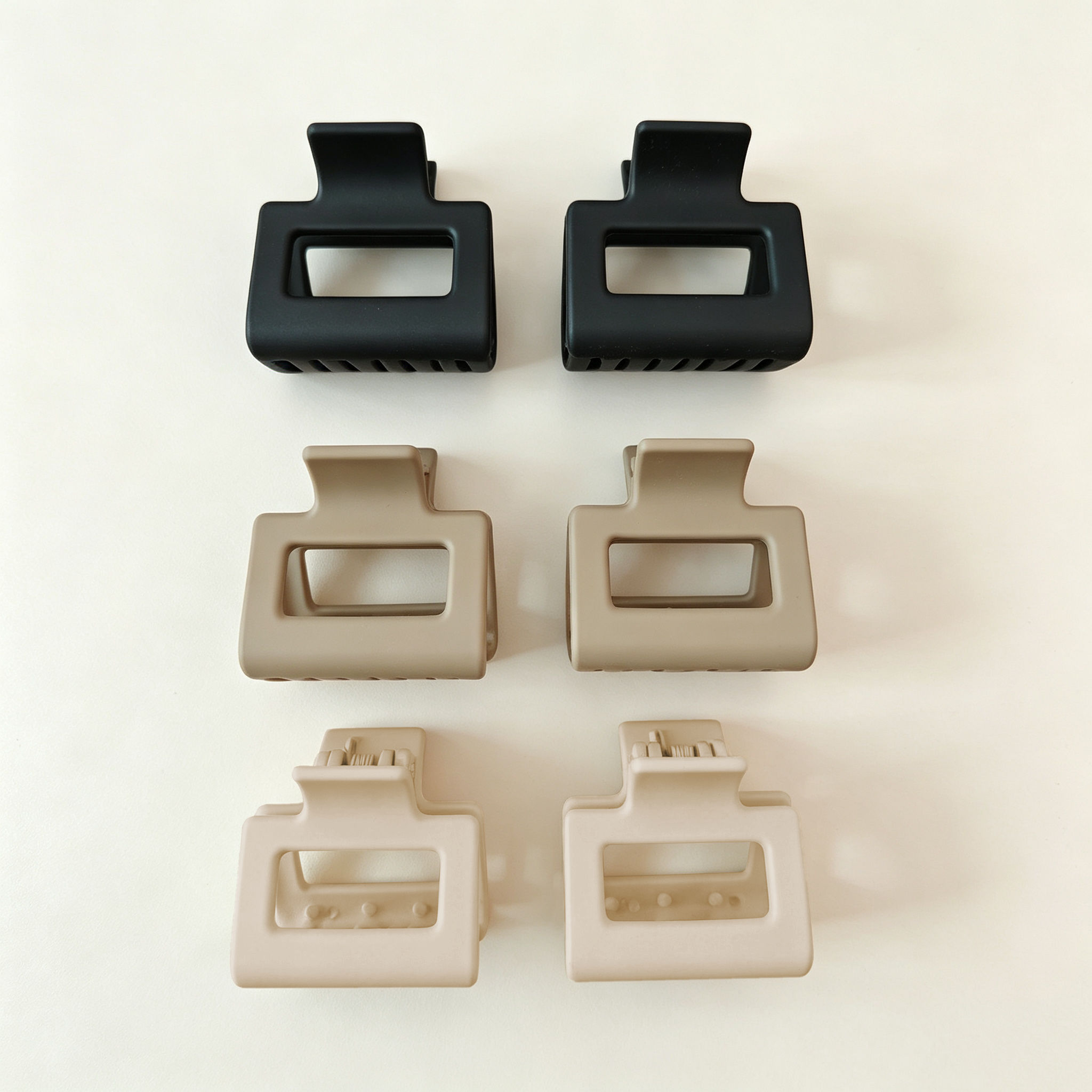 Matte Hollow 10 ชิ้นสี่เหลี่ยมผืนผ้าผม Claw คลิป, Neutral Tone Square ผมคว้าคลิป,แฟชั่นผม Barrettes 