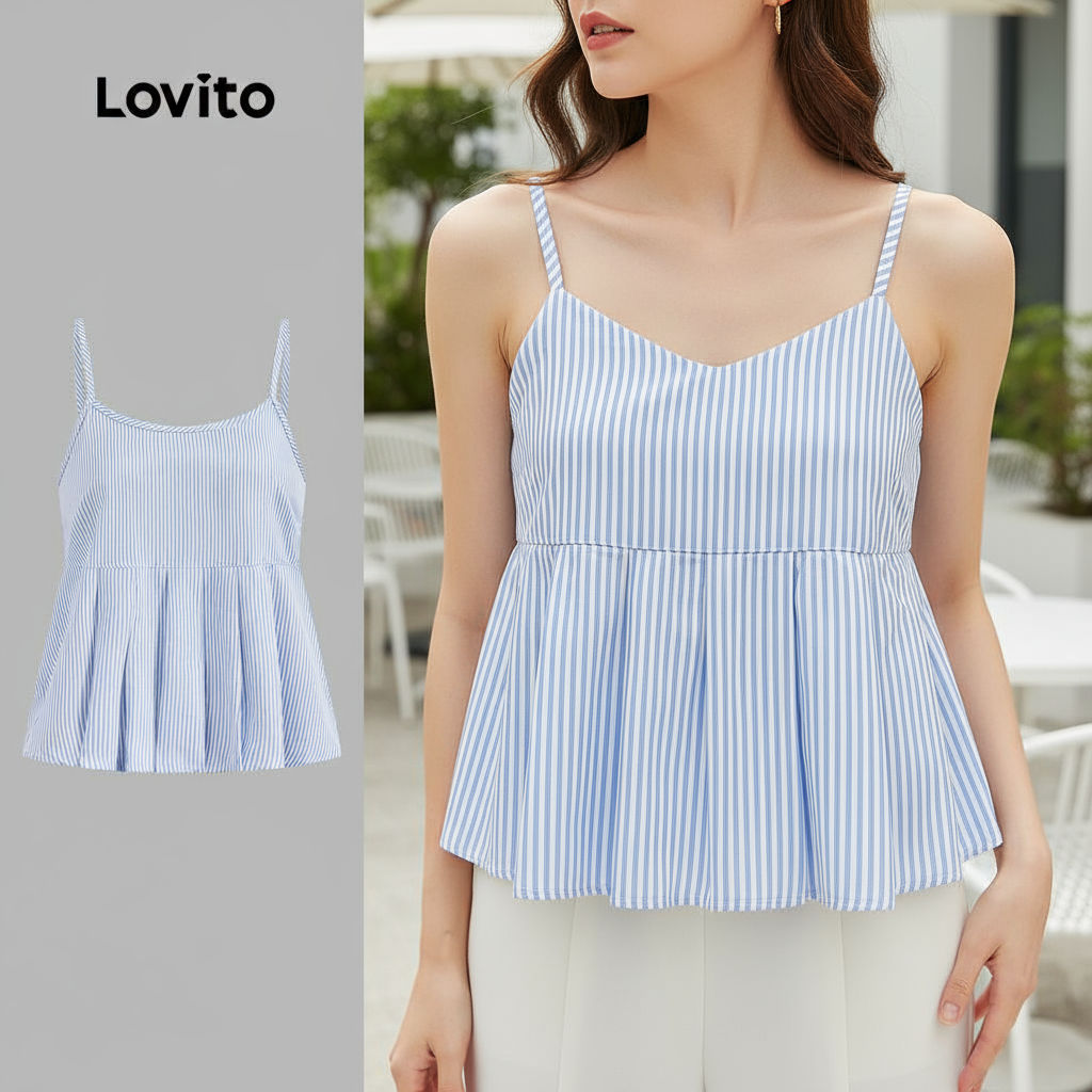 Lovito เสื้อกล้ามลําลองซิปหน้าสําหรับผู้หญิง L128ED209\5