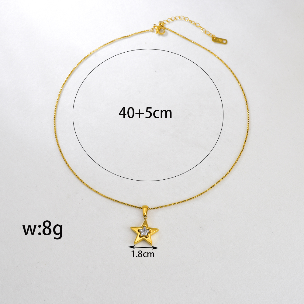 L158【เฉพาะ JIT】 สร้อยคอล็อกเก็ตสแตนเลสสีทองรูปดาว ดีไซน์หวาน เรียบง่าย แสดงออกถึงความหรูหราอย่างมีระ