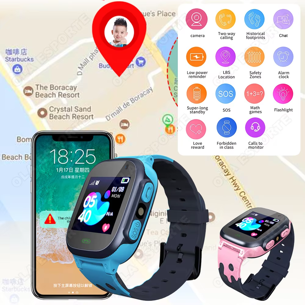 นาฬิกาอัจฉริยะสําหรับเด็ก กล้อง HD โทรได้สองทาง SOS ติดตาม GPS ตั้งปลุก ไฟฉาย ของขวัญสําหรับนักเรียน