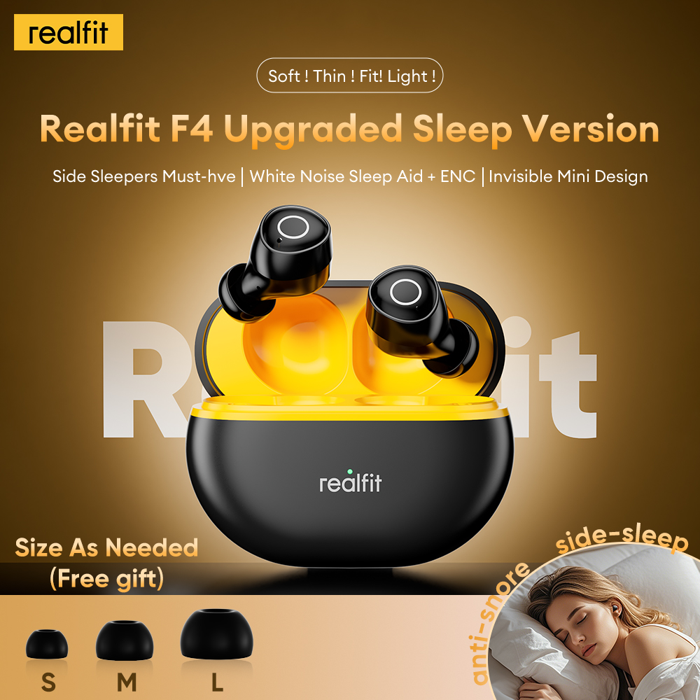 Realfit F4 หูฟัง Sleep หูฟังไร้สายบลูทูธ 6.0 หูฟังโหมดการเล่นเกม Latency ต่ํา 40dB Active Noise Canc