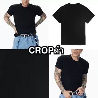 เสื้อยืดครอปผู้ชาย Crop T-Shirt แขนสั้น ทรงครอปพอดีตัว ใส่ได้หลายสไตล์