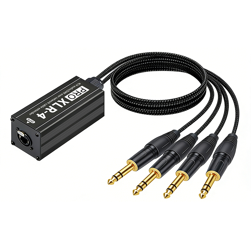 DMX512 สัญญาณเสียง Extender 4CH XLR ถึง Cat5 Cat6 อะแดปเตอร์สําหรับ Stage Lighting DJ Setup Pro 4K