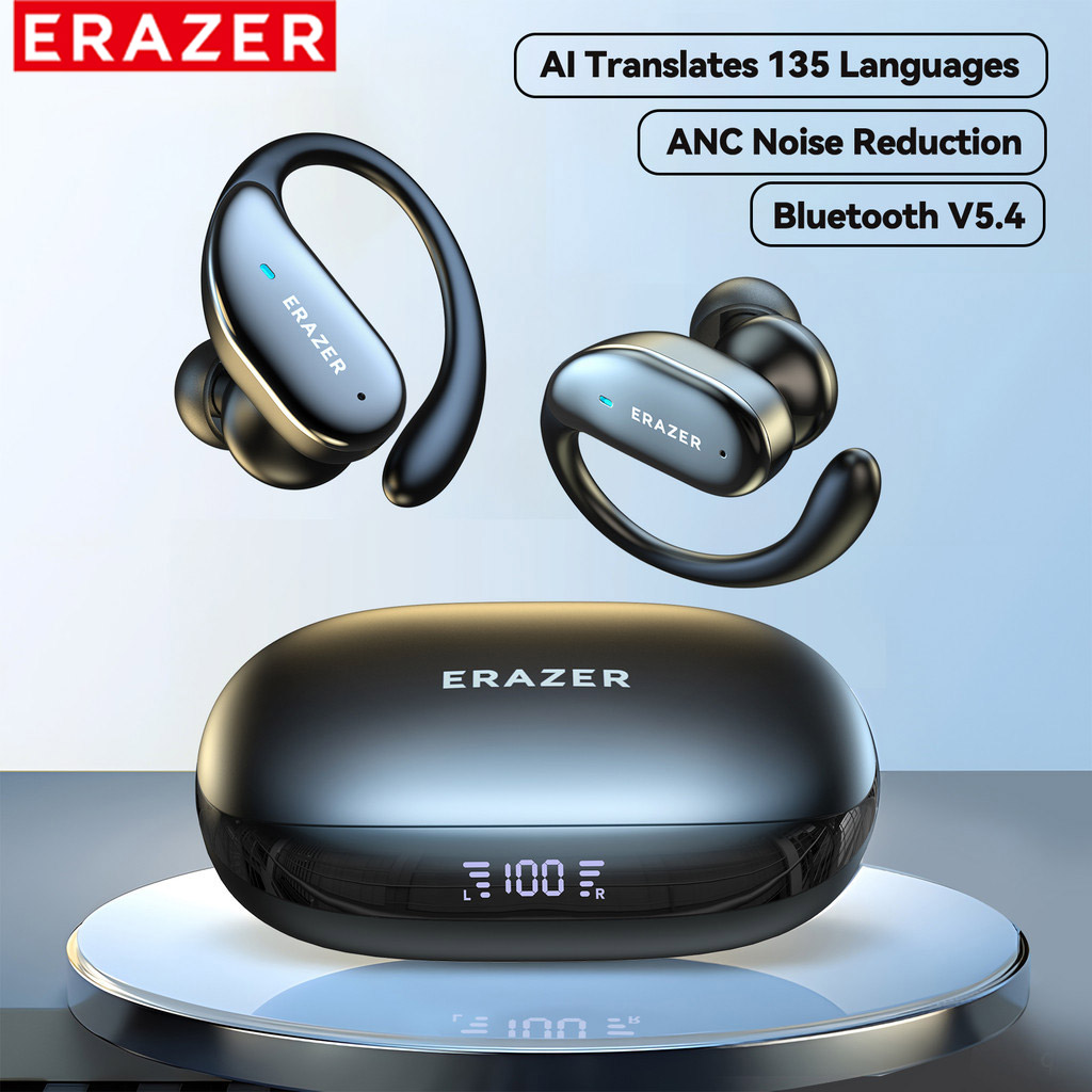 Erazer XT80 PRO ชุดหูฟังกีฬาไร้สายบลูทูธ 5.4 Earhook กันน้ํา HiFi จอแสดงผล LED Mic ตัดเสียงรบกวนสําห