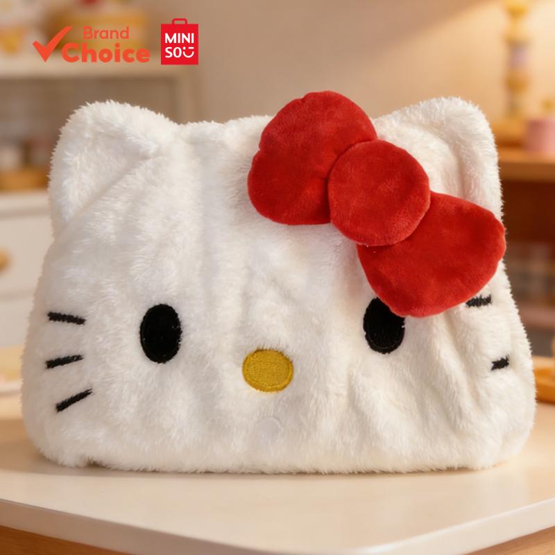 MINISO Sanrio Hello Kitty ผ้าเช็ดผมแห้งต้านเชื้อแบคทีเรียหนาดูดซับ 23 ซม. 4.5 ซม.  17 ซม.