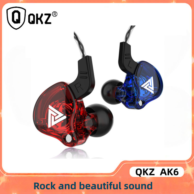 หูฟังอินเอียร์ QKZ AK6 ไดรเวอร์ 10 มม. เบสหนักแน่น มีสาย 3.5 มม. พร้อมไมโครโฟน สวมใส่สบายตามหลักสรีรศาสตร์ เหมาะสําหรับมอนิเตอร์ เดินทาง HD โทรชัดเจน