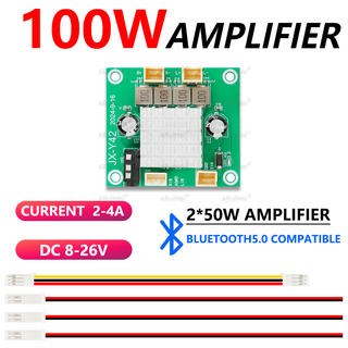 100W บอร์ดเครื่องขยายเสียงบลูทูธจอแสดงผลดิจิตอล 8V-26V อินพุ…