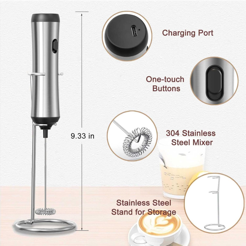 เครื่องตีฟองนมไฟฟ้า USB ชาร์จมือถือกาแฟ Frother สําหรับ Cappuccino ช็อกโกแลตร้อน ราคา ถูกที่สุด ดีลบีเคเค แกลเลอรีภาพที่ 2