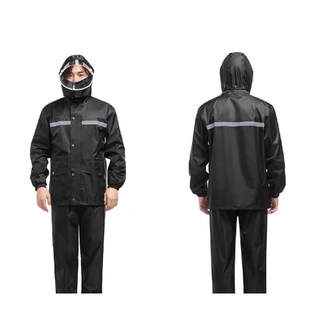 เสื้อกันฝนผู้ใหญ่ PU หนาพิเศษ พร้อมแถบสะท้อนแสง สีดำ ไซส์ XL-4XL