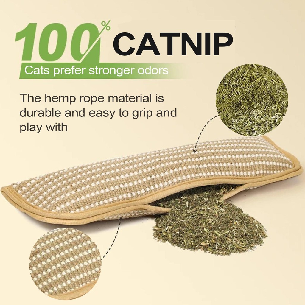 ของเล่นเคี้ยวแมว Catnip Scratcher กัดทน Sisal สําหรับเล่นพื้นในร่ม