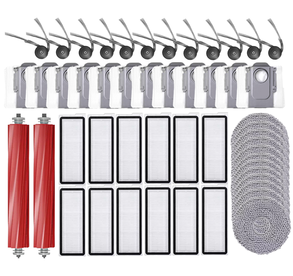 อะไหล่สําหรับหุ่นยนต์ทําความสะอาดพื้น Roborock QR 798: ลูกกลิ้งหลัก, แปรงขอบ, ไส้กรอง HEPA, ผ้าถูพื้