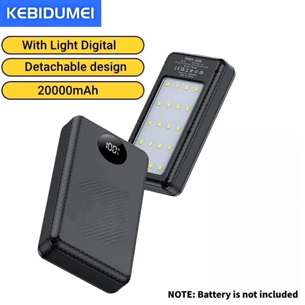 กล่องแบตเตอรี่สํารองพกพา 6x18650 รองรับการชาร์จเร็ว 37.5W พอร์ตคู่ USB Type C ใช้งานได้กับสมาร์ทโฟนทุกรุ่น เคสใส่แบตเตอรี่ 18650 DIY thumbnail 3