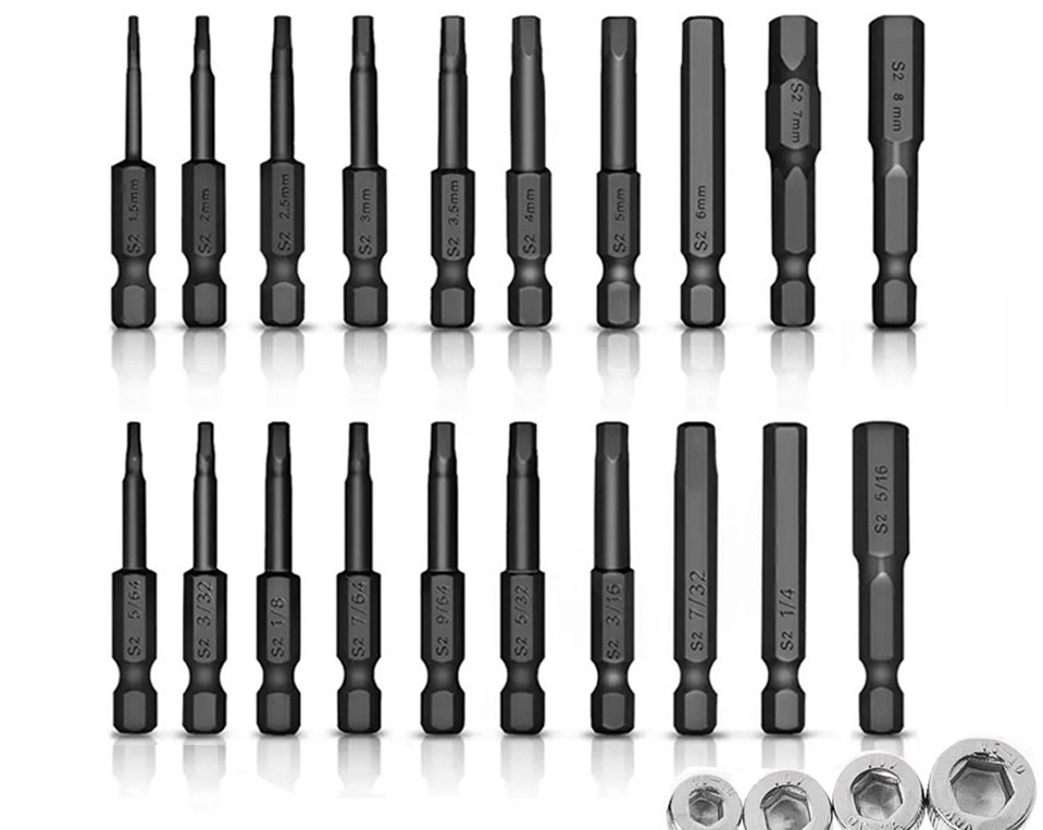 Magnetic Hex Head Allen ประแจชุด Bit สําหรับ Heavy Duty Power เจาะเมตริก Imperial 20 ชิ้น 1 ชุด