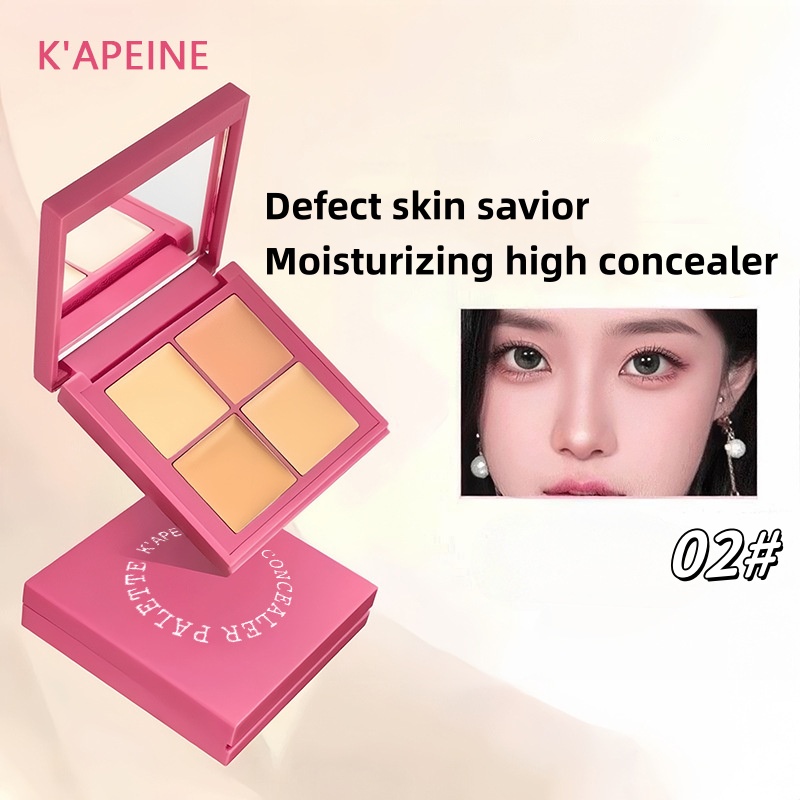 K'APEINE พาเลทคอนซีลเลอร์ 4 สี ขนาด 8 กรัม ปกปิดยาวนาน กันน้ํา สว่างขึ้น เนื้อแมตต์ บางเบา
