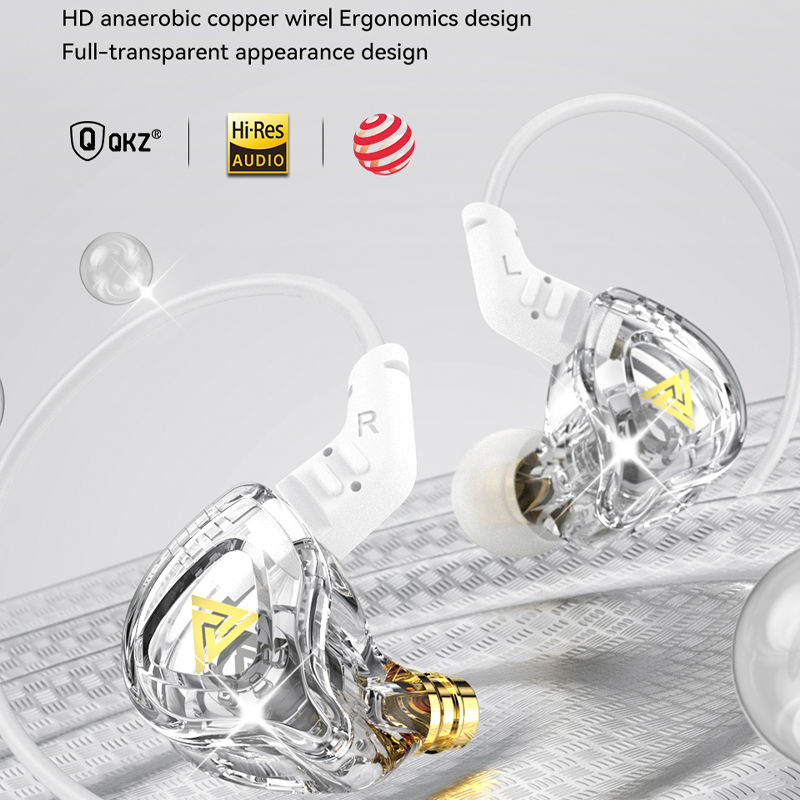 หูฟังมีสาย QKZ AK6 DMX แบบเสียบหู อินเอียร์ พร้อมไมโครโฟน ตัดเสียงรบกวน สําหรับฟังเพลงและออกกําลังกา