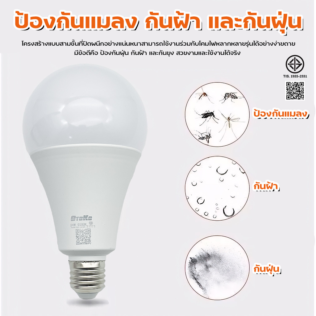 หลอดไฟ LED SlimBulb ประหยัดพลังงาน ขั้ว E27 ประหยัดไฟ 9–24W