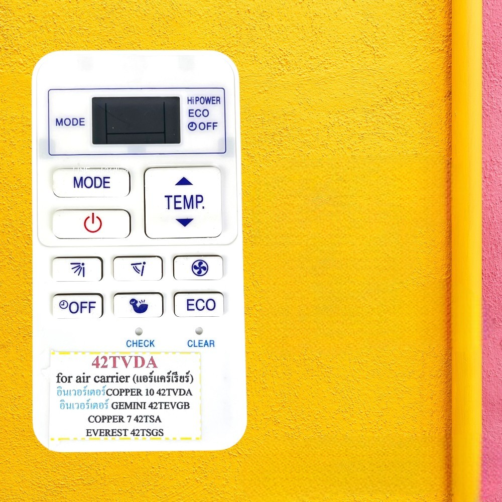 รีโมทแอร์ Carrier รหัส 42TVDA และ 43T6V