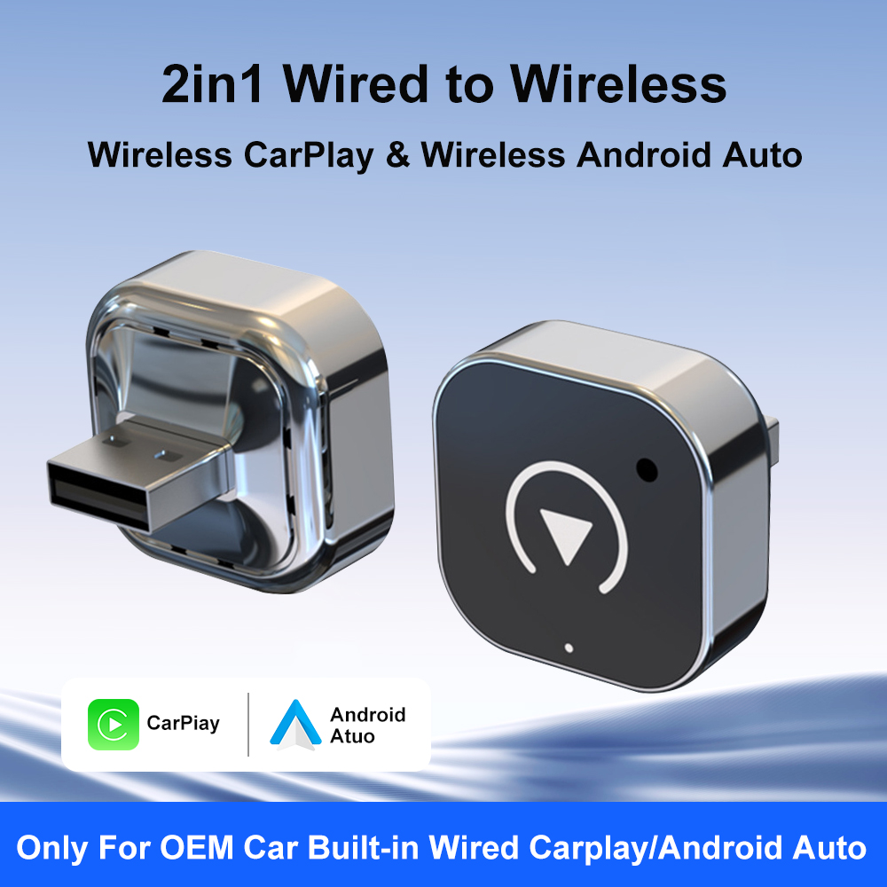 2026 ใหม่ล่าสุด 2-in-1 Wireless CarPlay & Android Auto Adapter | ปลั๊กแอนด์เพลย์ WiFi 5Ghz USB Type-C Dongle