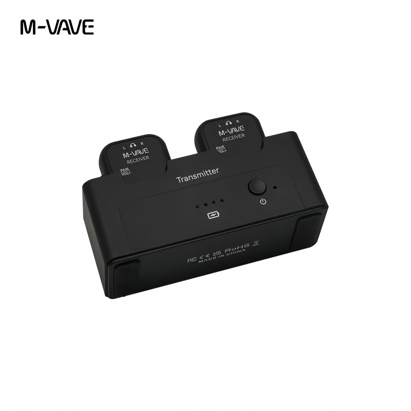 M-VAVE WP-12 ระบบตรวจสอบไร้สาย 1 เครื่องส่ง 2 เครื่องรับ / ความหน่วง 3ms เล่นได้นาน 24 ชม. พร้อมกล่อ