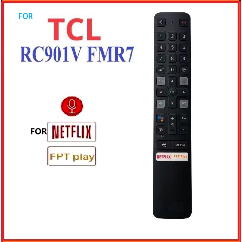 รีโมทคอนโทรลทีวีด้วยเสียงสําหรับ TCL RC901V เข้ากันได้กับ TCL ทั้งหมด