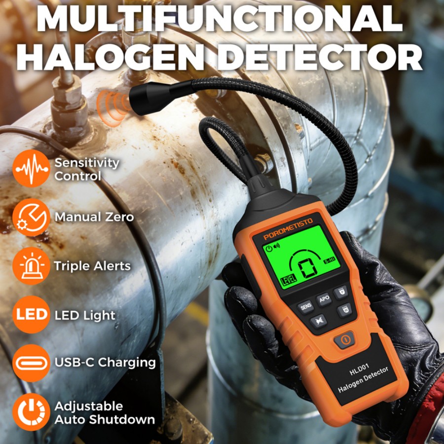 HLD01 ฮาโลเจนแก๊สรั่วเครื่องตรวจจับระดับเสียง Visual Alarms และ LED Light เซ็นเซอร์ความไวสูงสําหรับ 