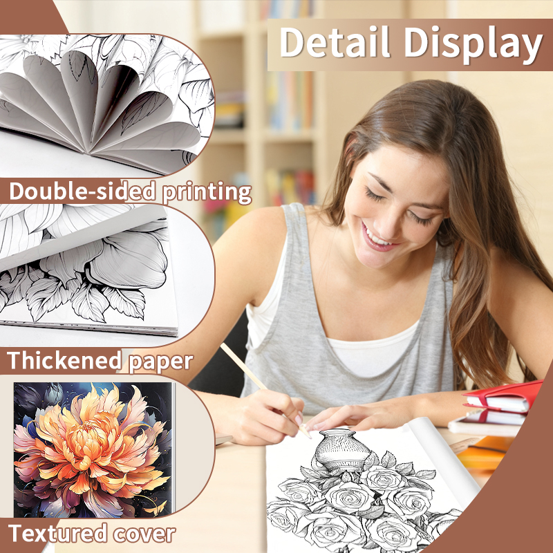 อัลบั้มระบายสีคลายเครียดสําหรับผู้ใหญ่ A4 Sketch Book 1PCS 180G กระดาษสีน้ําระดับพรีเมียม ราคา ถูกที่สุด ดีลบีเคเค แกลเลอรีภาพที่ 4