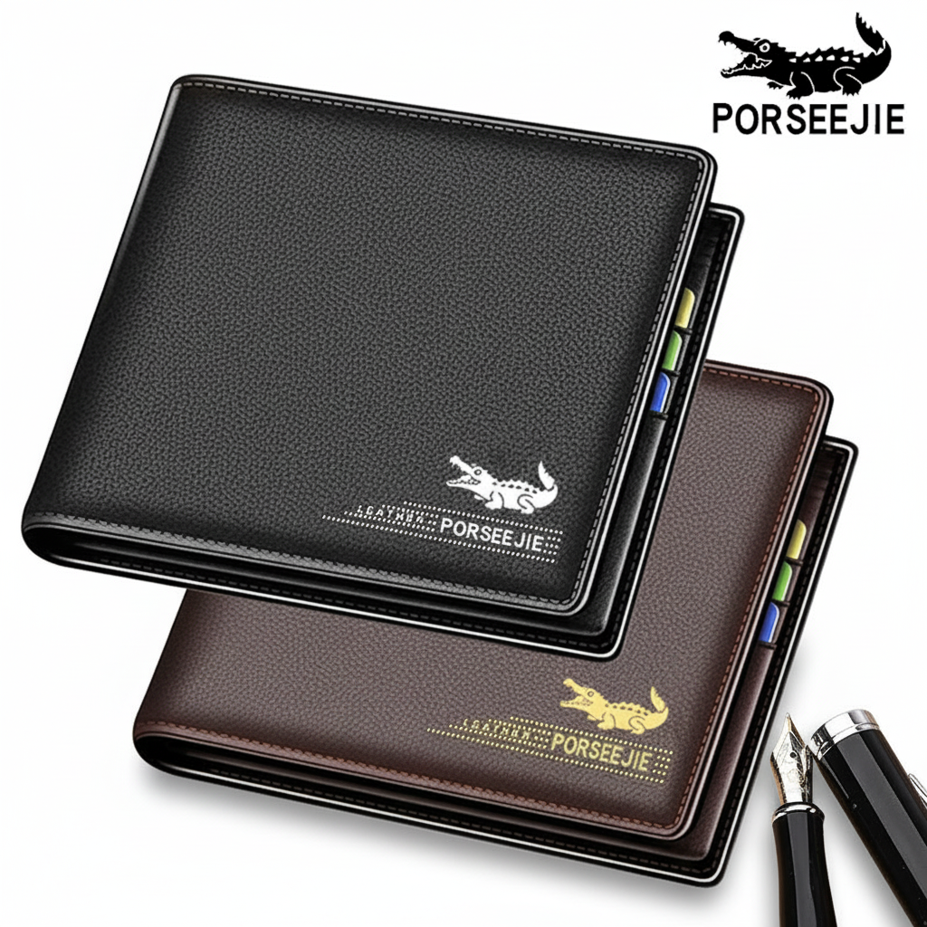 กระเป๋าสตางค์หนังผู้ชายแบบบาง - ที่ใส่บัตรสุดเก๋พร้อมช่องใบอนุญาตสําหรับนักเรียน​