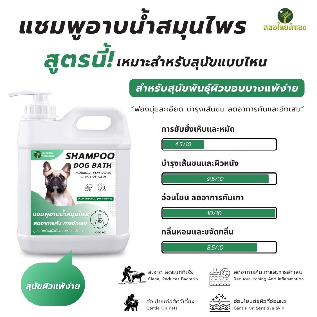 แชมพูสุนัข สูตรสมุนไพร อ่อนโยน ลดคันและกลิ่นไม่พึงประสงค์ บำรุงขนนุ่มเงางาม ขนาด 1000 ml รูปที่ 2