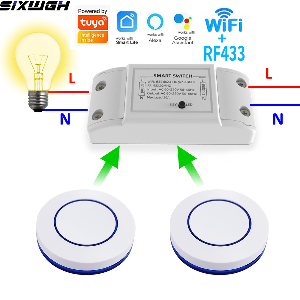 สวิตช์อัจฉริยะ Tuya 16A WiFi พร้อมเบรกเกอร์ รองรับ RF 433MHz ใช้งานร่วมกับ Smart Life, Alexa, Google