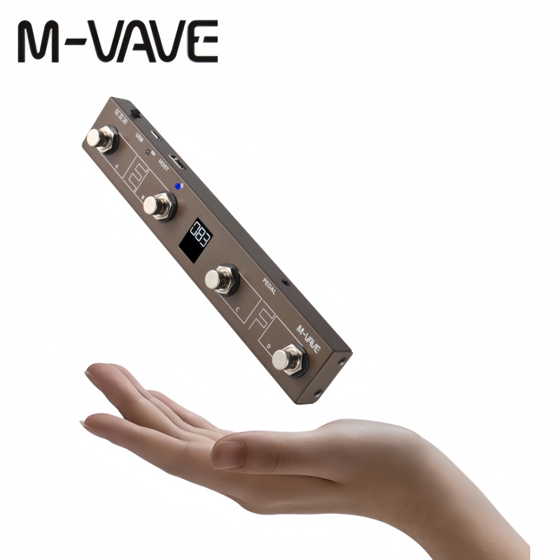 Miwayer MIDI ตัวควบคุมเท้า 4 ปุ่ม 5 โหมดจอแสดงผลดิจิตอล 25H USB ชาร์จพร้อมตัวรับสัญญาณสําหรับกีตาร์ผ