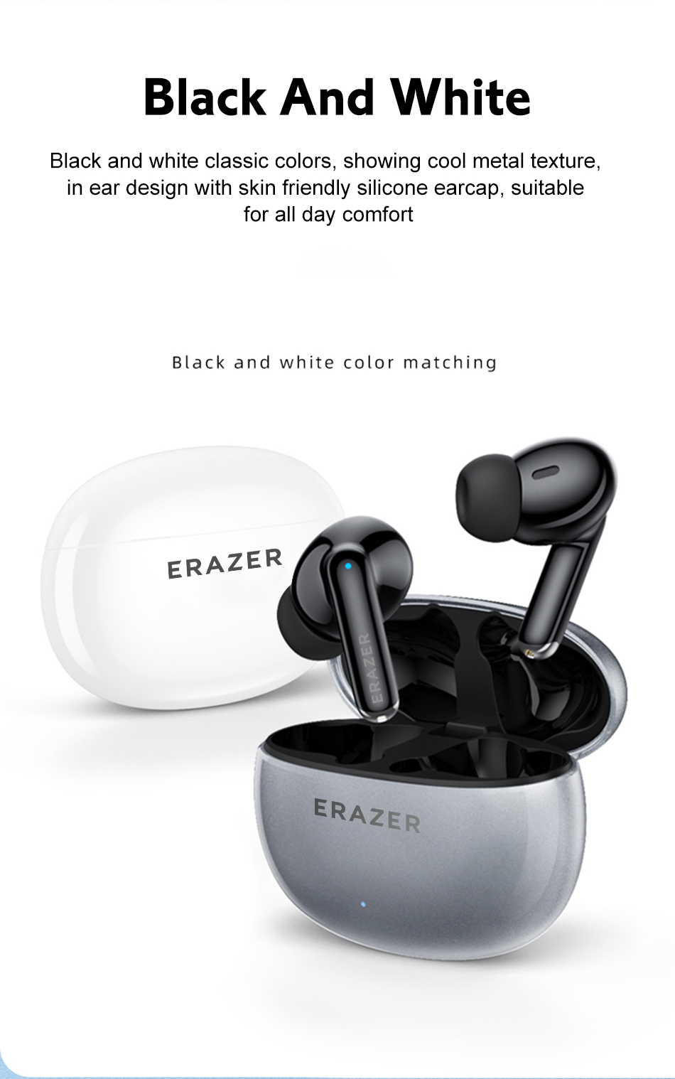 ERAZER XT88Pro หูฟัง TWS หูฟังสเตอริโอลดเสียงรบกวนคู่เบสควบคุมแบบสัมผัสสแตนด์บายยาว 250 mAh ชุดหูฟัง HiFi กันน้ํากีฬาสําหรับเล่นเกมสําหรับสมาร์ทโฟน ราคา ถูกที่สุด ดีลบีเคเค แกลเลอรีภาพที่ 8
