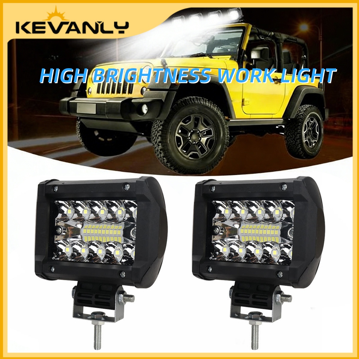 KEVANLY 2 ชิ้นไฟ LED ทํางานน้ําท่วม Spot Combo Off-road ขับรถหมอกโคมไฟสําหรับเรือ SUV ไฟหน้ารถจักรยานยนต์สปอตไลท์รถจักรยานยนต์