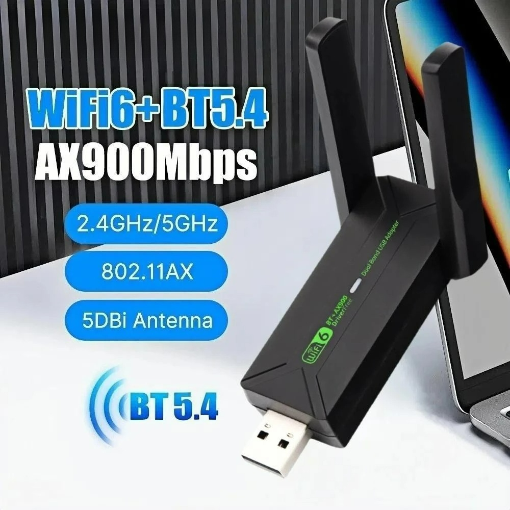 อะแดปเตอร์ Usb บลูทูธ 2-In-1 Wifi6 ความเร็วสูง 5.4 900Mbps ไดรเวอร์ฟรีสําหรับเดสก์ท็อปพีซี