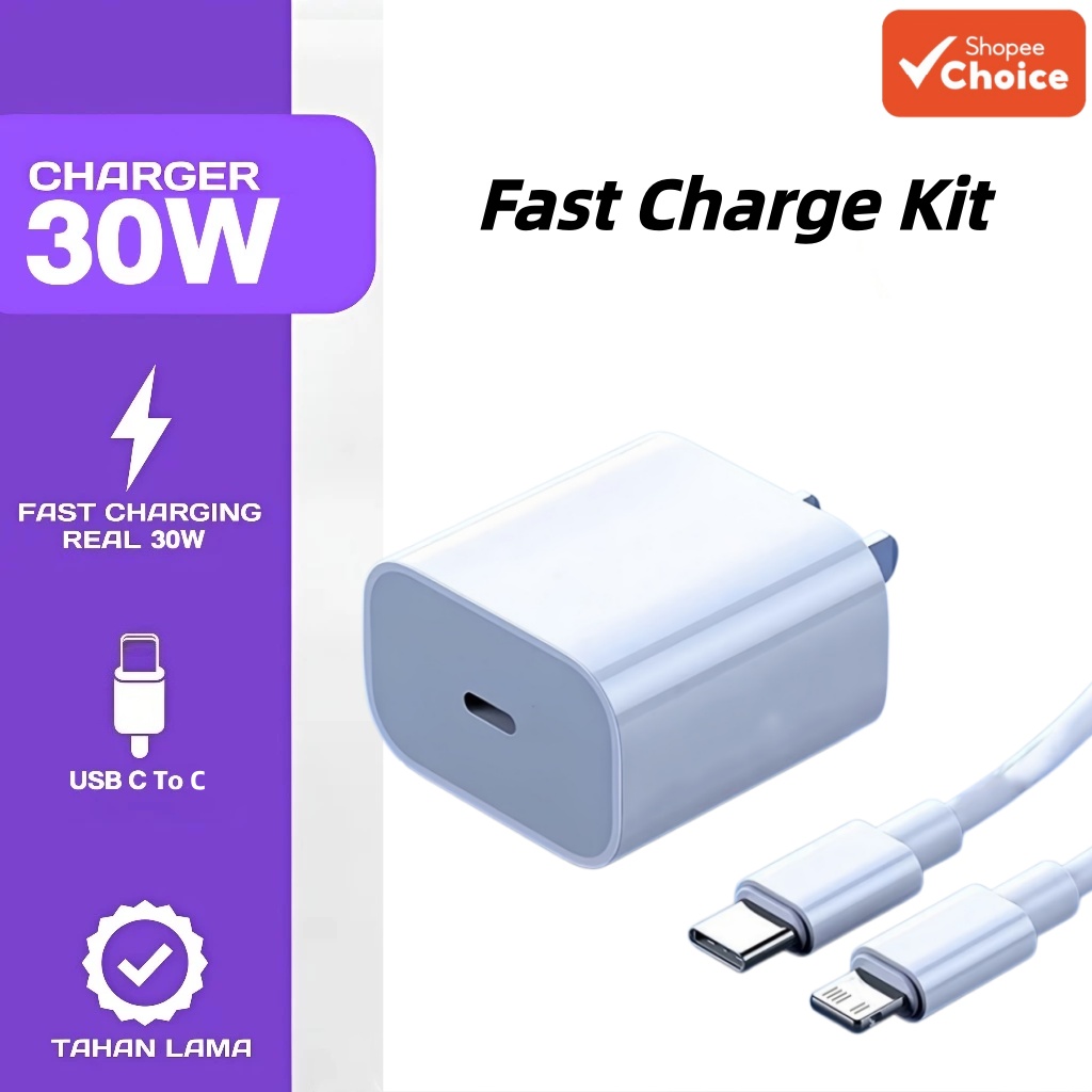 PD 20W 30W 45W Fast Charging Kit หัวชาร์จประเภท C ถึงสาย iOS สําหรับ iPhone