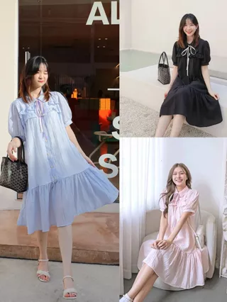 Woody Dress เดรสผู้หญิงกระดุมหน้า ทรง Oversize สำหรับใส่เที่ยวคาเฟ่ เที่ยวทะเล