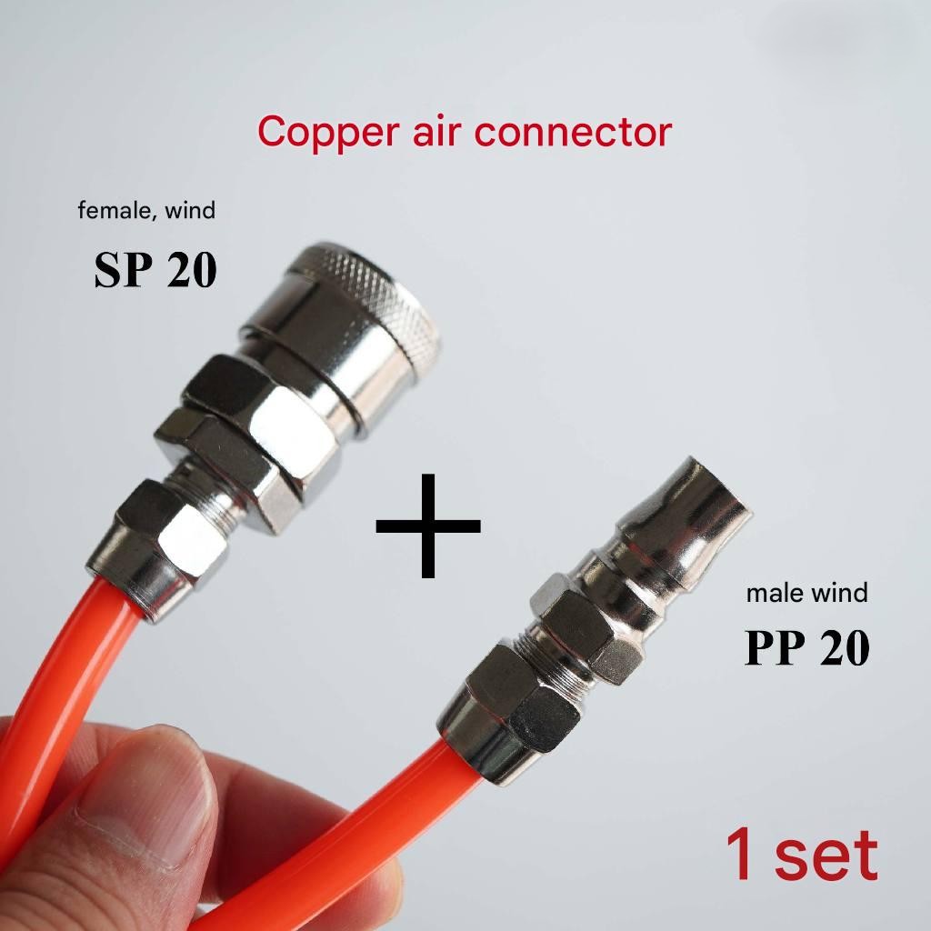 ข้อต่อเครื่องอัดอากาศทองแดง SP20+PP20 สําหรับท่อลมขนาด 5x8 มม.