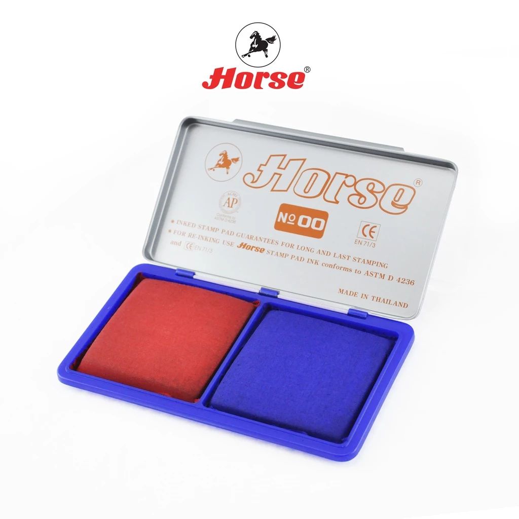 แท่นประทับตรา แบบตลับโลหะ รุ่น No.00 2 ช่อง 2 สี ยี่ห้อ Horse ตราม้า