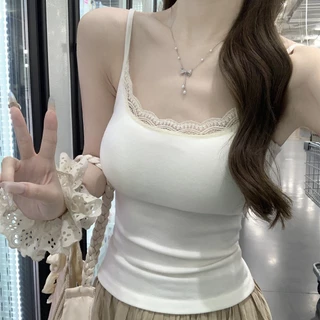บริสุทธิ์ ความต้องการ เสื้อกล้ามสายเดี่ยวลูกไม้สาวฮอตพร้อมแผ่นรองหน้าอกและเสื้อแขนกุดทรงเข้ารูปสําหรับผู้หญิง 588 #