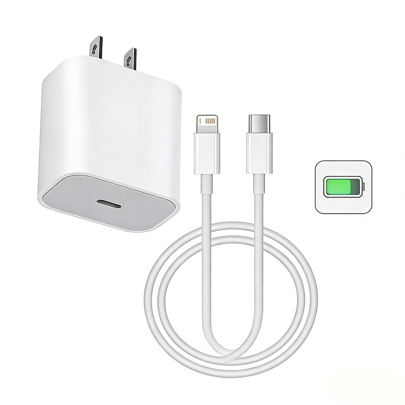 ที่ชาร์จปลั๊ก US USB-C ชาร์จเร็ว 20W พร้อมสายซิงค์ข้อมูล 1 เมตร สําหรับ iPhone 14 13 12