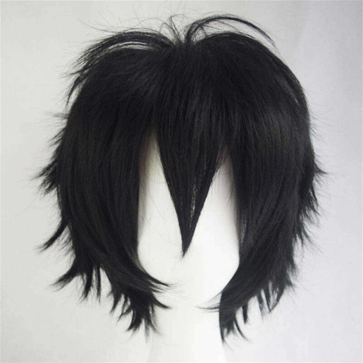 Death Note L Lawliet Al Rolette cos สีดํา Anti-upturned อะนิเมะผมสั้นการ์ตูน Reality แสดงวิกผมสังเคราะห์สําหรับผู้หญิงเต็มหัวผมจริง ราคา ถูกที่สุด ดีลบีเคเค