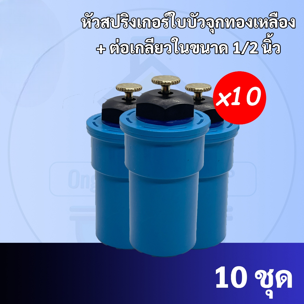 [ชุด 10 ตัว] หัวสปริงเกอร์ใบบัว หัวชุบทองเหลือง 360 องศา เกลียวนอก 1/2 นิ้ว  (4 หุน)