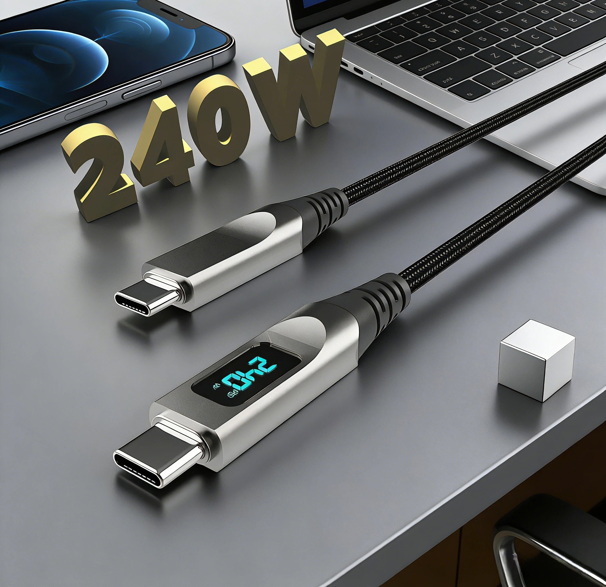 240W Type-C สายชาร์จข้อมูลสายชาร์จเร็วสําหรับ iPhone 16 15 Xiaomi Huawei MacBook