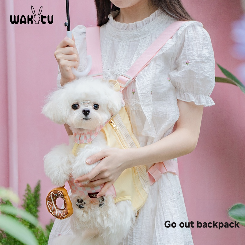 Wakytu สัตว์เลี้ยงสุนัขกระเป๋าสะพายไหล่คู่แบบพกพากระเป๋าเป้สะพายหลังสําหรับสุนัขขนาดเล็ก